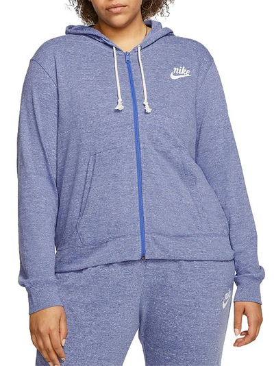 Shop Nike Plus Size Full-zip Hoodie In Sapphire,sail
