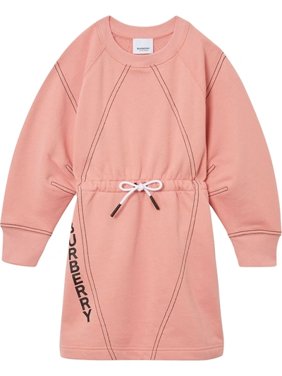 Shop Burberry Logo-print Sweater Dress In Pink