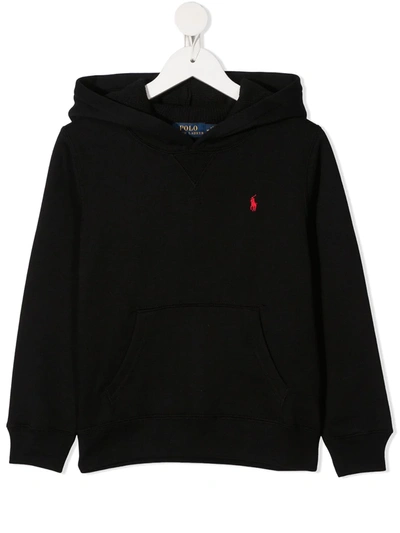 Shop Ralph Lauren Embroidered Logo Hoodie In Black