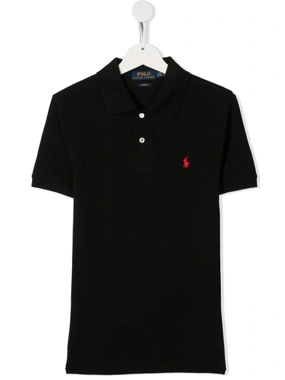 Shop Ralph Lauren Embroidered Logo Polo Shirt In Black