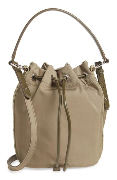 Shop Stella Mccartney Small Eco Nylon Bucket Bag In Khaki