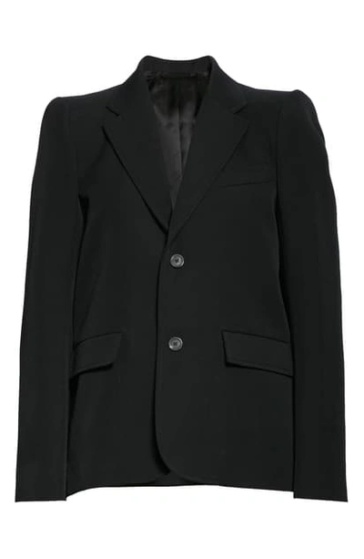 Shop Balenciaga Curved Shoulder Wool Twill Jacket In 1000-black