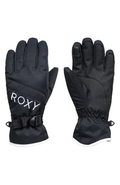 Shop Roxy Jetty Waterproof Ski Gloves In True Black