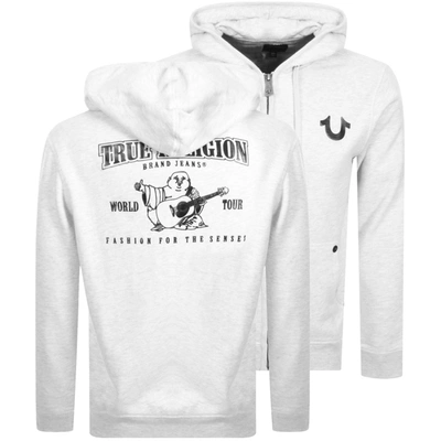 True Religion Double Puff Full Zip Hoodie Grey ModeSens