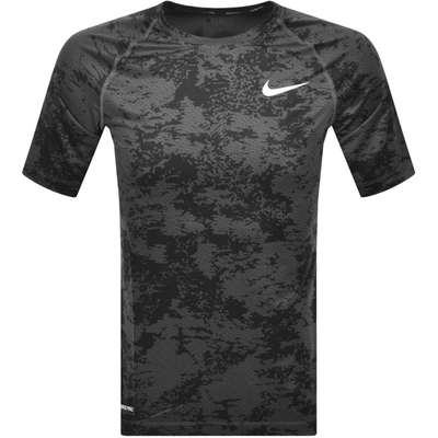 Shop Nike Training Slim Camo Logo T Shirt Grey