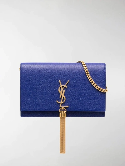 Shop Saint Laurent Kate Tassel Crossbody Bag In Blue