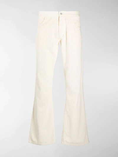 Shop Erl Mid-rise Corduroy Flared Trousers In White