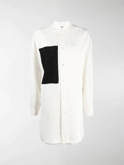 Shop Colville Contrasting Pocket Long Shirt In White