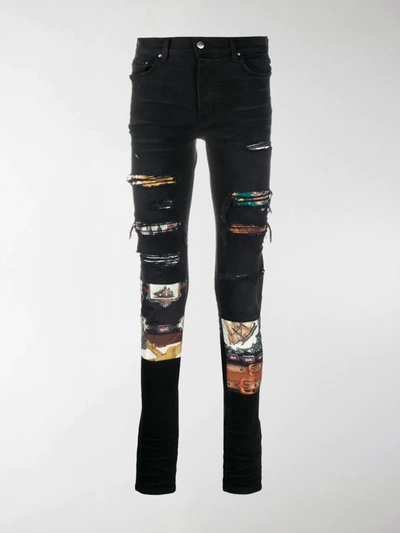 Shop Amiri Patch Detail Skinny-fit Jeans In Black