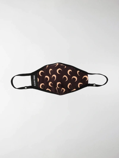Shop Marine Serre Crescent Moon Print Face Mask In Brown