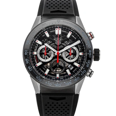 Pre-owned Tag Heuer Black Stainless Steel Carrera Calibre Heuer 02 Cbg2a10. Ft6168 Men's Wristwatch 45 Mm