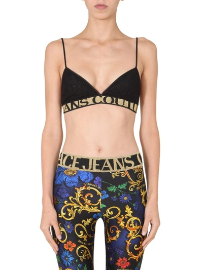 Shop Versace Jeans Couture Lace Top In Black