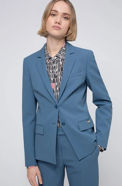 Shop Hugo Boss - Regular Fit Jacket In Pique Fabric - Dark Blue