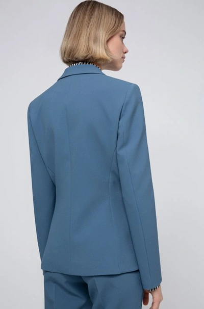Shop Hugo Boss - Regular Fit Jacket In Pique Fabric - Dark Blue