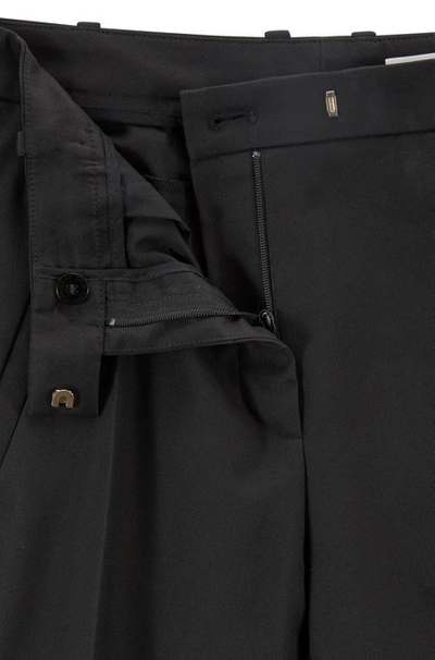 Hugo Boss Cropped Slim-fit Trousers With Zipped Hems In Black