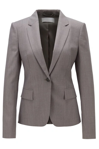 Shop Hugo Boss - Regular Fit Jacket In Patterned Virgin Wool - Patterned