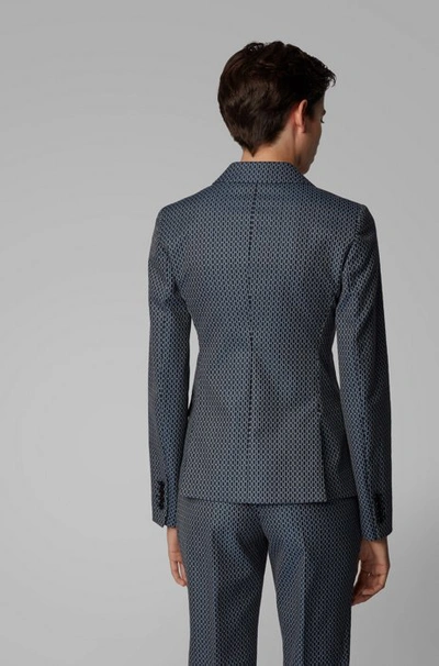 Shop Hugo Boss - Regular Fit Jacket With Jacquard Woven Monogram Motif - Patterned