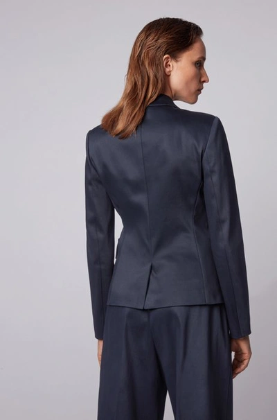 Shop Hugo Boss - Slim Fit Jacket In Stretch Cotton Twill - Light Blue