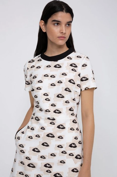 Shop Hugo Boss - Stretch Fabric Dress With Collection Themed Print - Patterned