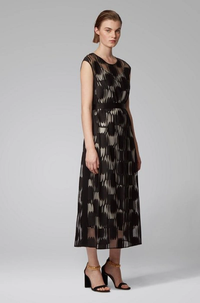 Shop Hugo Boss - Layered Dress In Lightweight Fabric With Broken Dot Motif - Patterned