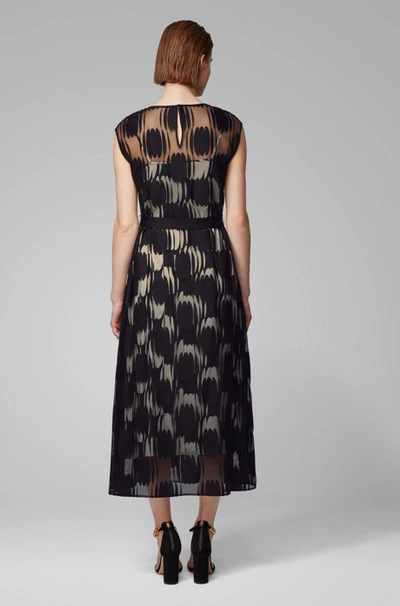 Shop Hugo Boss - Layered Dress In Lightweight Fabric With Broken Dot Motif - Patterned