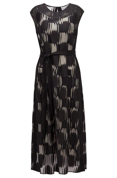 Shop Hugo Boss - Layered Dress In Lightweight Fabric With Broken Dot Motif - Patterned
