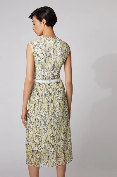Shop Hugo Boss - Embroidered Lace Dress With Pliss Skirt Part - Patterned