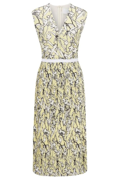Shop Hugo Boss - Embroidered Lace Dress With Pliss Skirt Part - Patterned