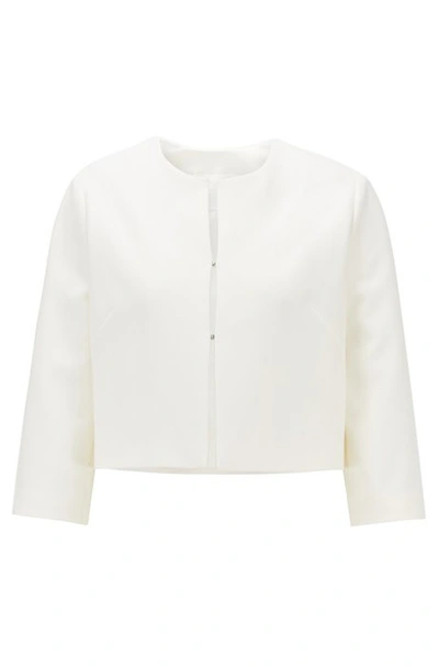 Shop Hugo Boss Regular Fit Jacket In Double Faced Stretch Fabric In White