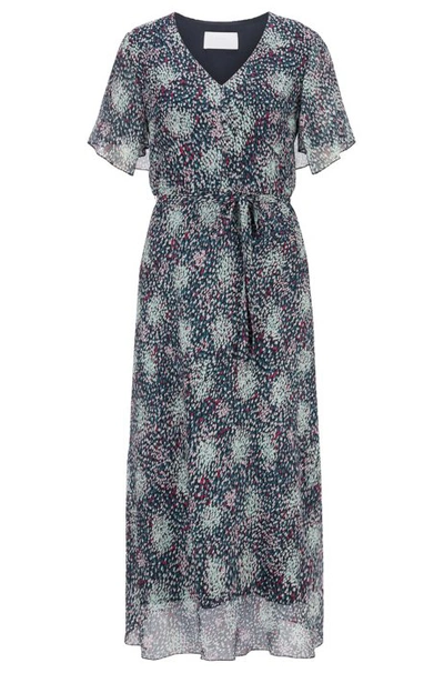 Shop Hugo Boss Kimono Sleeve Midi Dress In Printed Silk Chiffon In Patterned