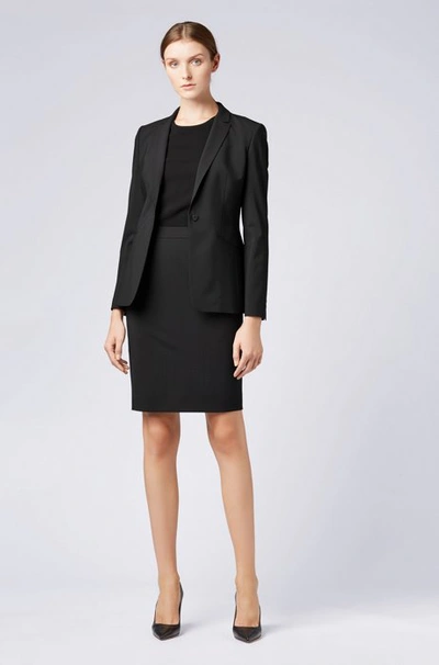 Hugo Boss Pencil Skirt In Italian Stretch Virgin Wool In Black | ModeSens