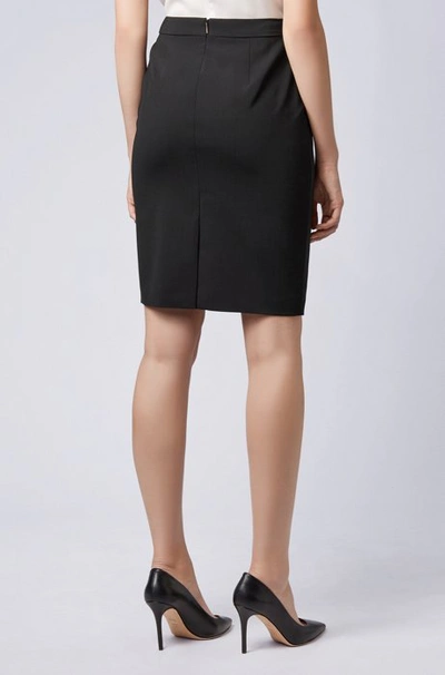 Shop Hugo Boss Pencil Skirt In Italian Stretch Wool In Black