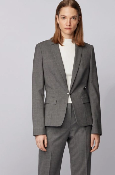 Shop Hugo Boss - Regular Fit Jacket With Cufflink Closure And Silky Lining - Grey