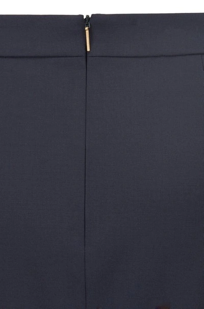 Shop Hugo Boss Pencil Skirt In Italian Stretch Wool In Dark Blue