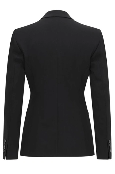 Shop Hugo Boss Regular-fit Jacket In Stretch Wool With Curved Lapels In Black