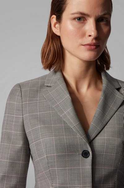 Shop Hugo Boss - Glen Check Regular Fit Jacket In Italian Virgin Wool - Patterned