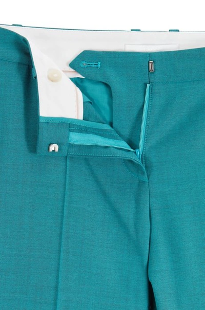 Shop Hugo Boss - Regular Fit Pants In Italian Virgin Wool - Turquoise