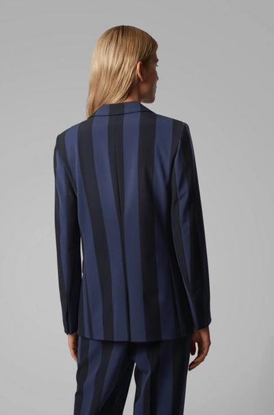 Shop Hugo Boss - Relaxed Fit Jacket In Striped Stretch Fabric - Patterned