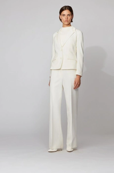 Shop Hugo Boss - Wide Leg Pants In Double Faced Stretch Fabric - White