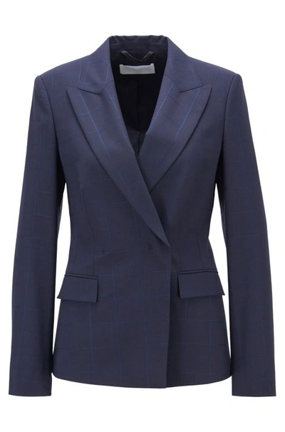 Shop Hugo Boss - Regular Fit Jacket In An Oversize Check Wool Blend - Patterned