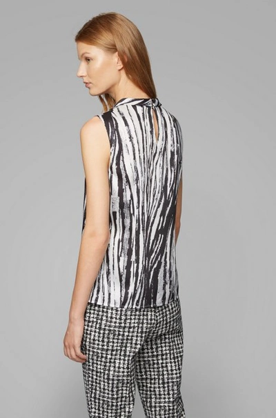 Shop Hugo Boss - Sleeveless Top In Zebra Print Italian Twill - Patterned