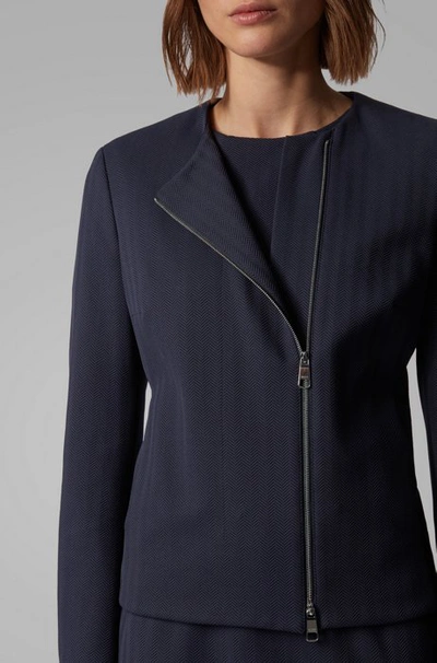 Shop Hugo Boss Regular Fit Jacket In Herringbone Stretch Jersey In Light Blue