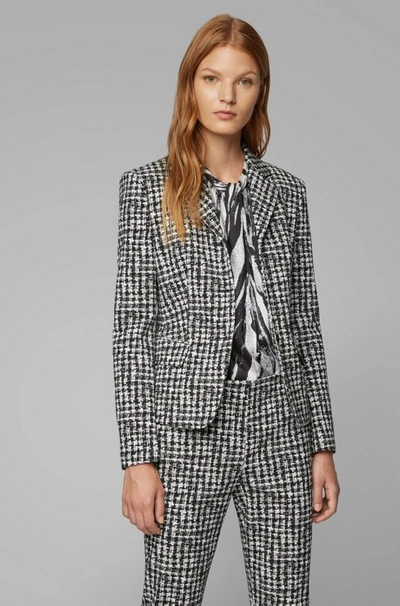 Shop Hugo Boss - Slim Fit Jacket In Irregular Check Italian Fabric - Patterned
