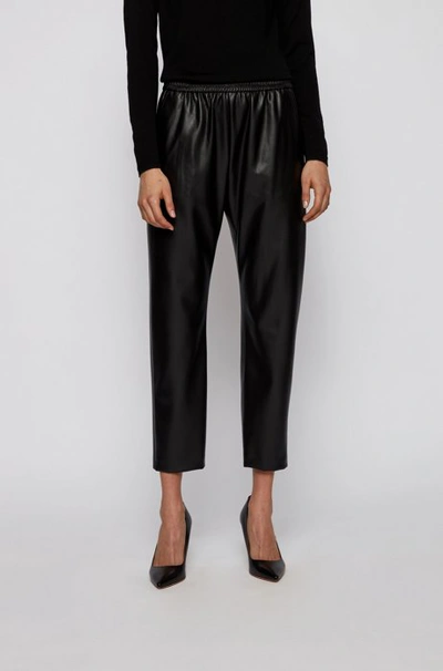 Shop Hugo Boss - Regular Fit Jogging Pants In Faux Leather - Black