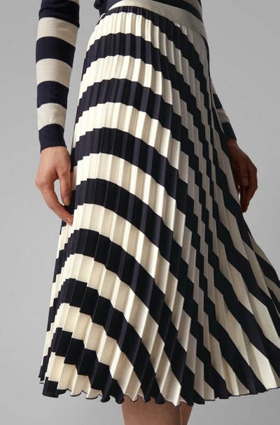 Shop Hugo Boss - A Line Pleated Skirt With Block Stripe Print - Patterned