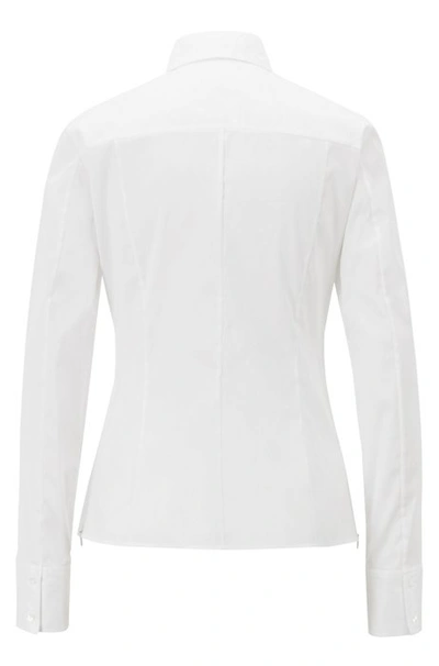 Shop Hugo Boss Slim-fit Blouse In Stretch Cotton-blend Poplin In White