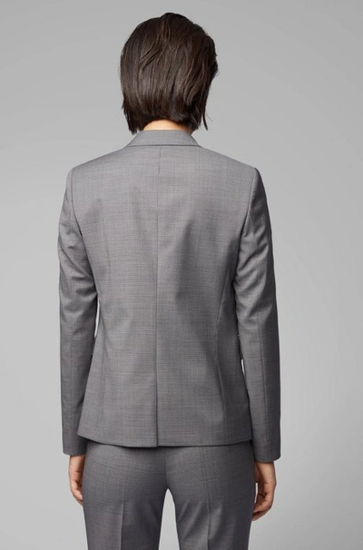 Shop Hugo Boss - Regular Fit Jacket In Micro Patterned Wool With Hardware Closure - Patterned