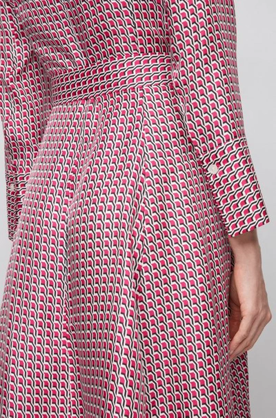 Shop Hugo Boss - Shirt Dress In Pure Silk With New Season Print - Patterned