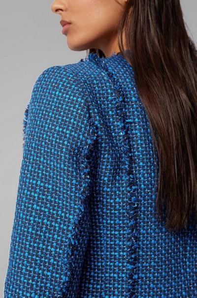 Shop Hugo Boss - Regular Fit Jacket In Two Tone Tweed - Patterned