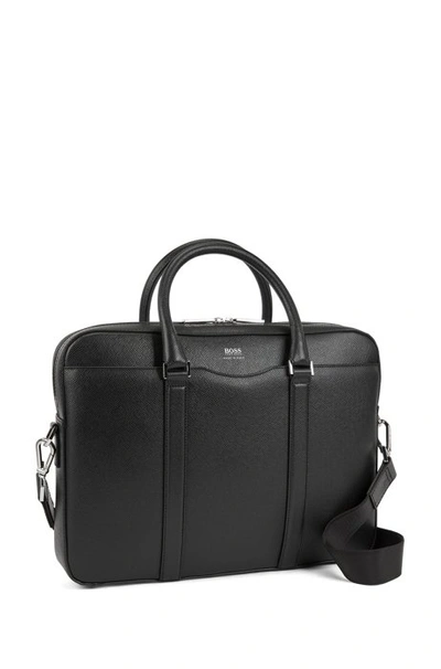 Shop Hugo Boss Signature Collection Document Case In Italian Calf Leather In Black